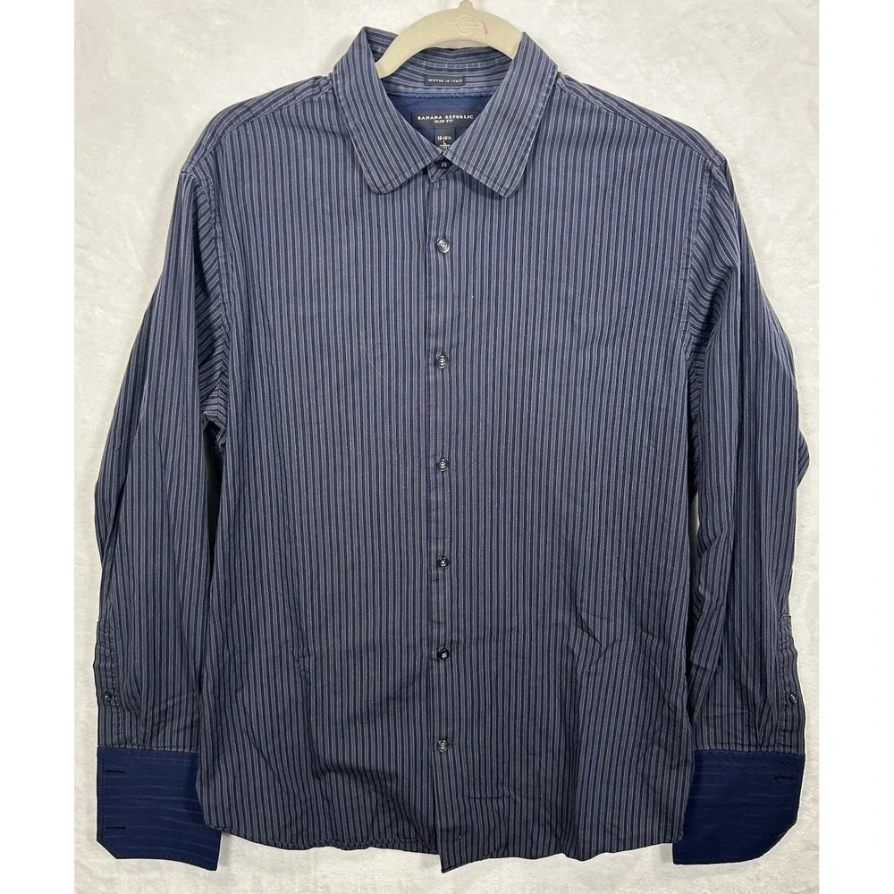Banana Republic Slim Fit Shirt Men's Large French Cuff Button-Down 16-16.5 Italy